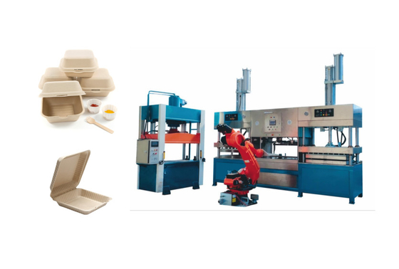 Bleach Pulp Sheet Smart Tableware membuat mesin Dengan Robot 6 sumbu Dan Mesin Pemangkas