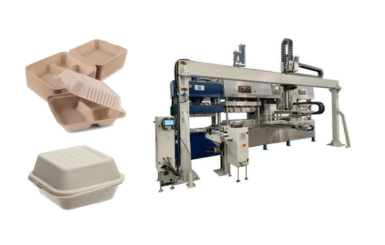 Lini Produksi Kontainer Tebu Bagasse Pulp Clamshell Dengan Lengan Robot Singlel