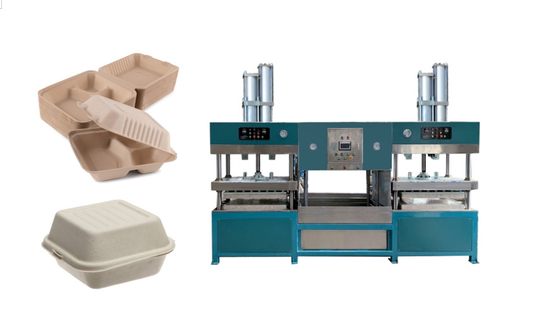 Oil Proof Pulp Moulding Clamshell Lunch Box Machine Untuk Menghasilkan Salad Box